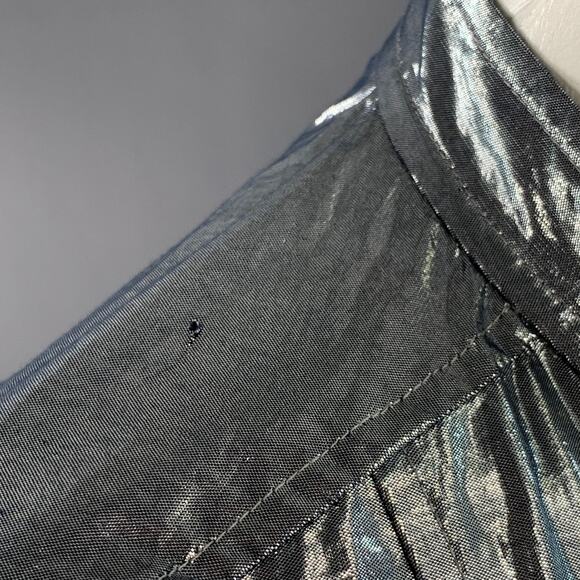 A.L.C. Size 4 Metallic Silver Cotton Blend Snaps Collarless Jacket - Picture 4 of 7